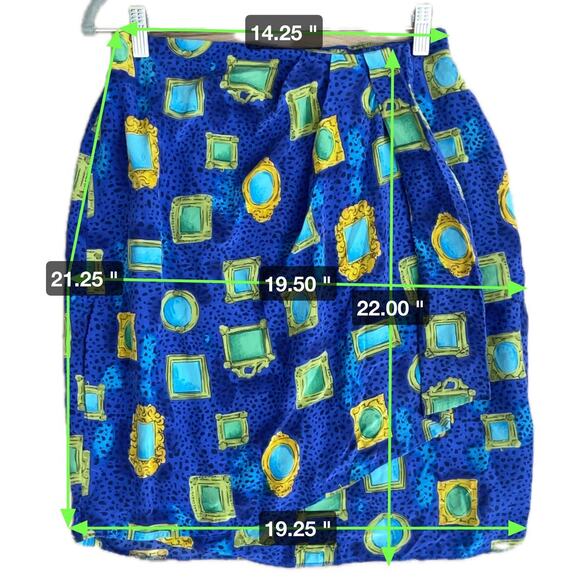 Vintage Jacqueline Ferrar Cheetah Print & Picture Frame Silk Faux Wrap Skirt 12 - Picture 7 of 13